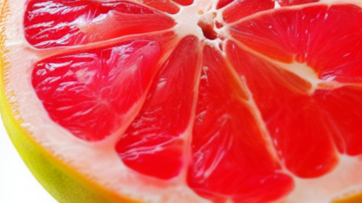 A close up of a grapefruit on a white background.