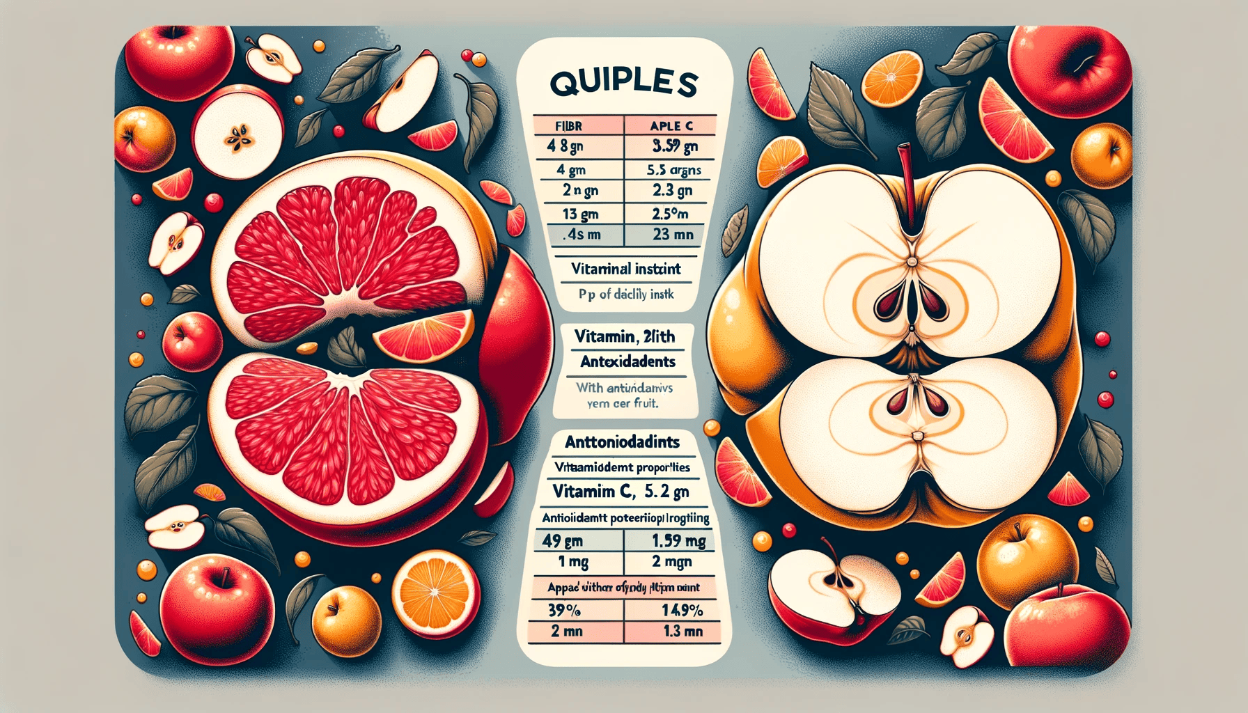 An illustration of a food label with fruit and vegetables on it.